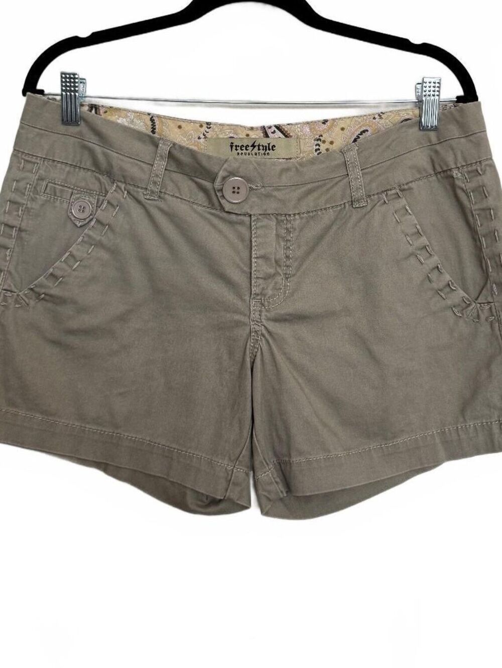 Y2K FreeStyle Revolution Khaki Cotton Blend Shorts Size 13